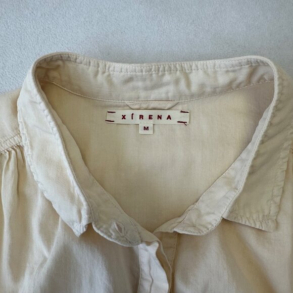 Xirena 100% Cotton Long Sleeve Popover Top Size M Cream Ivory Lightweight READ - Picture 4 of 11